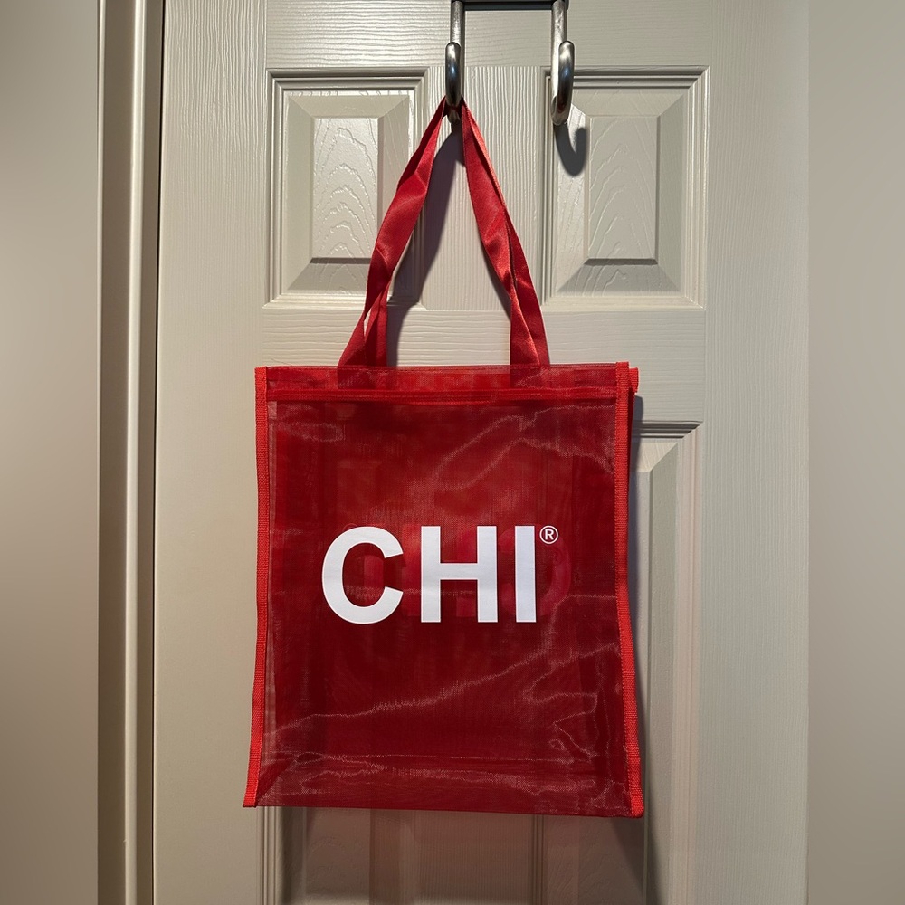 CHI Red Mesh Tote Bag